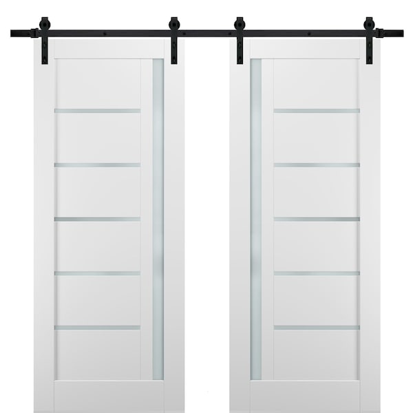Sartodoors Double Barn Interior Door, 72" x 80", White QUADRO4088DB-WS-72 - main